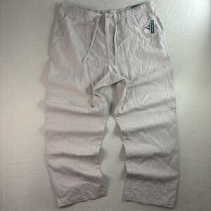 Cubavera Linen Pant Men 2XB 42x32 Tan Blend Summer Beach Tropical Drawstring NWT
